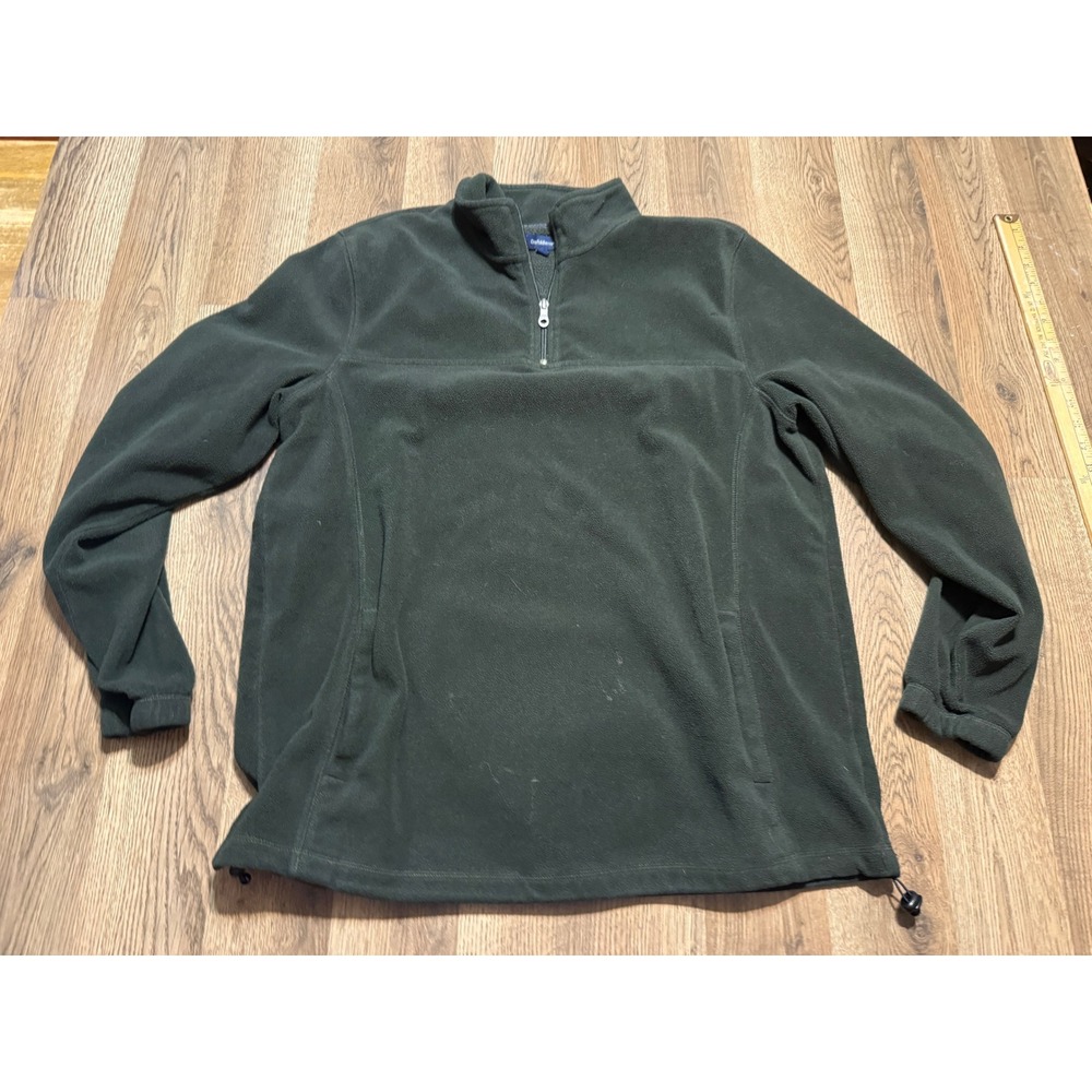 Croft & Barrow Sweater Mens Size Large Green Fleece Pullover Quarter Zip